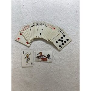 Vintage Playing Cards Complete Deck Illustrated Joker Duck Animal Mid Century